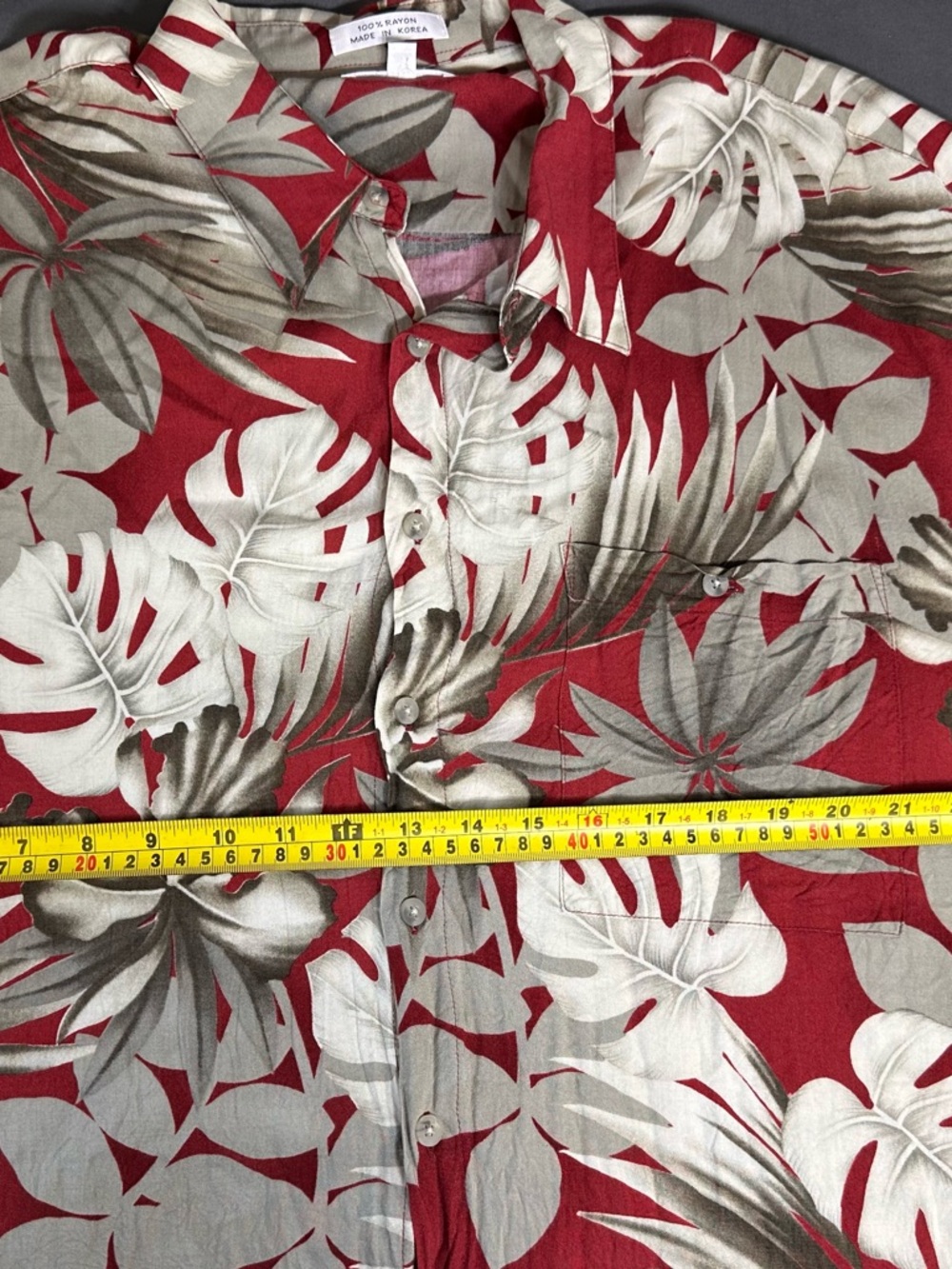 Vintage Pierre Cardin Hawaiian Shirt Mens XXL Red Floral Tropical Aloha Rayon - Picture 5 of 6